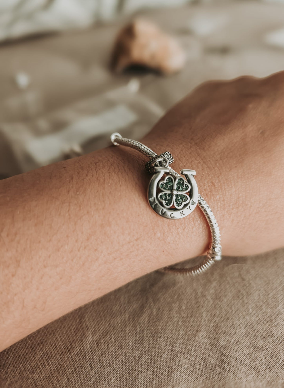 Pulsera Amuleto Trébol en Plata 925