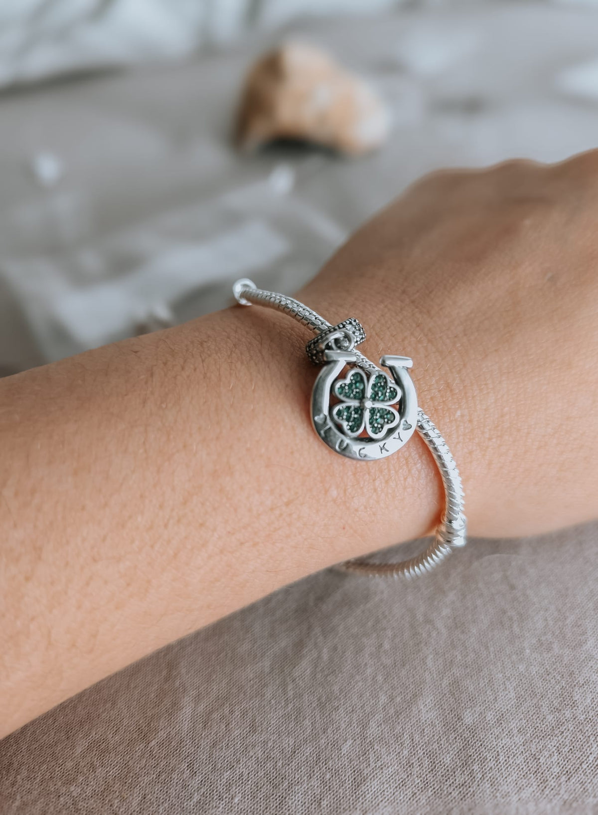 Pulsera Amuleto Trébol en Plata 925
