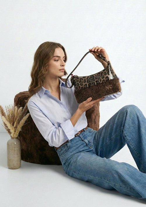 Bolso Bandolera Baguette Leopardo Efecto Potro