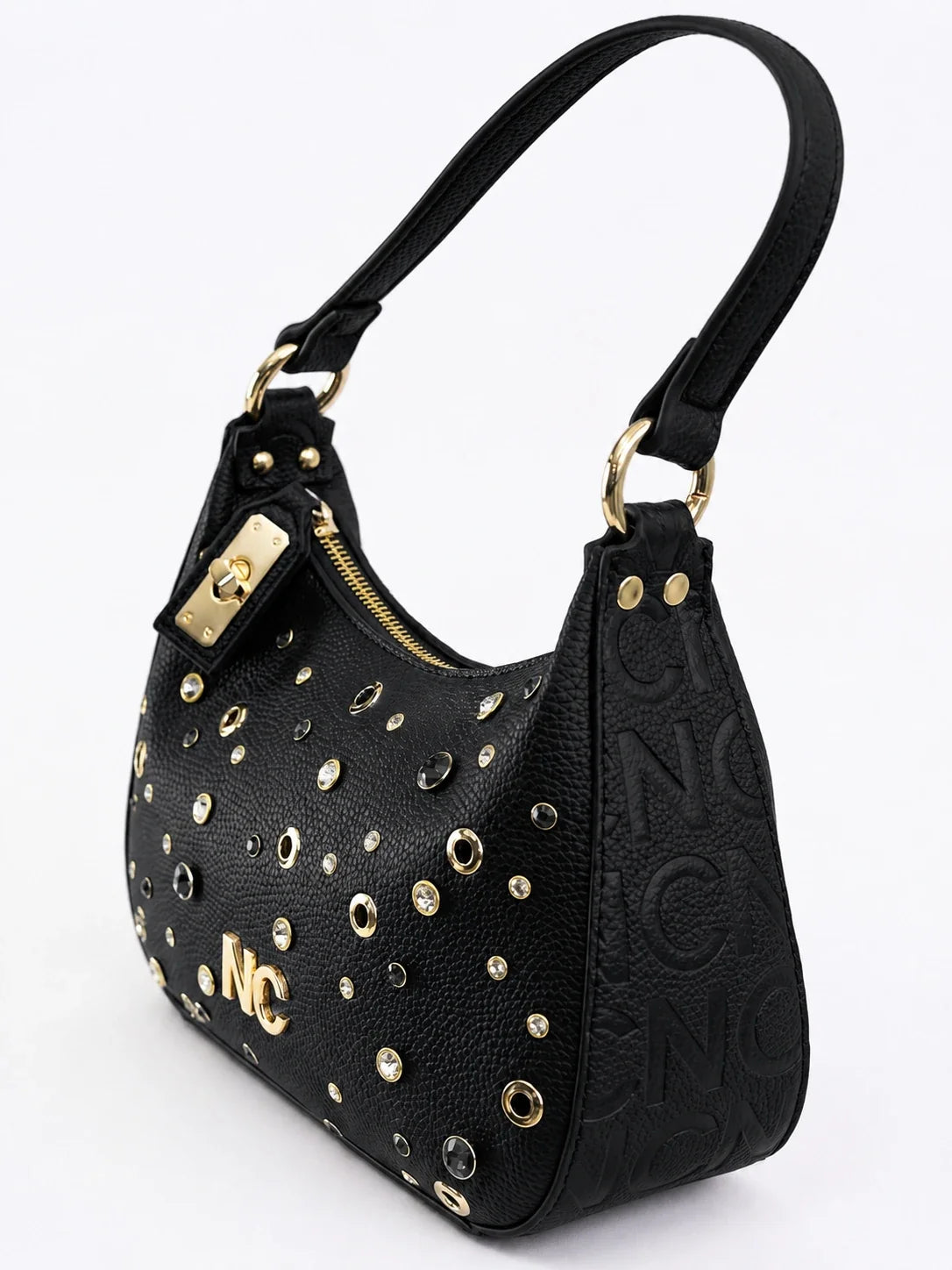 Bolso Góndola con Cristales en Piel Soft