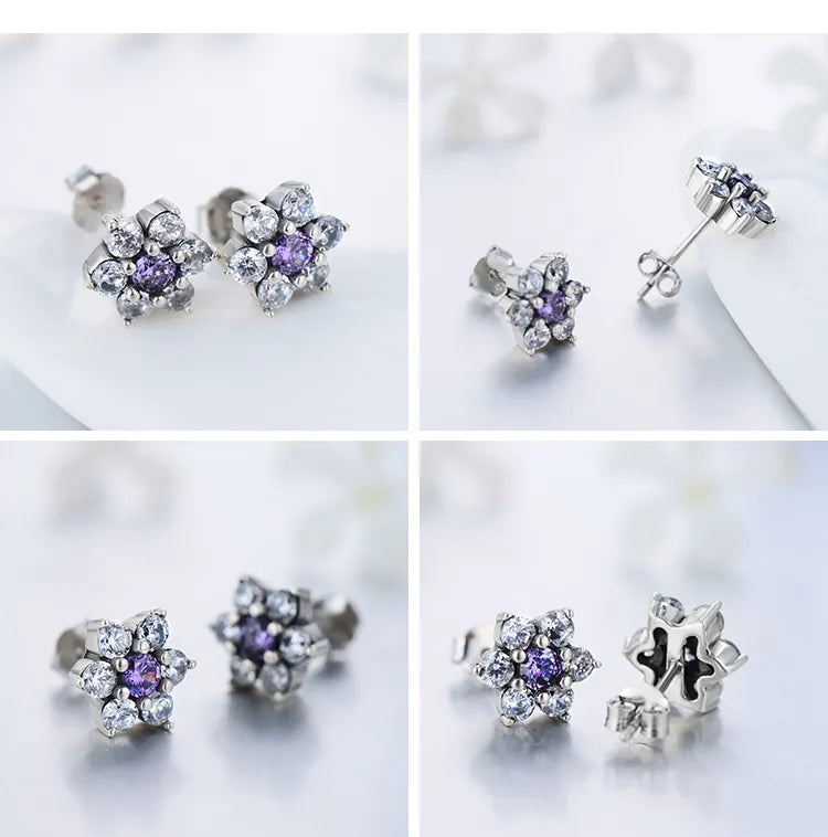 Juego de Flor Amatista con Circonitas en Plata 925