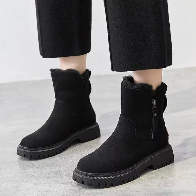 Botas de Ante para Invierno con Ribete de Pelo Nora