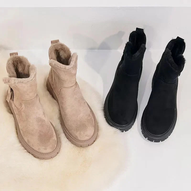 Botas de Ante para Invierno con Ribete de Pelo Nora