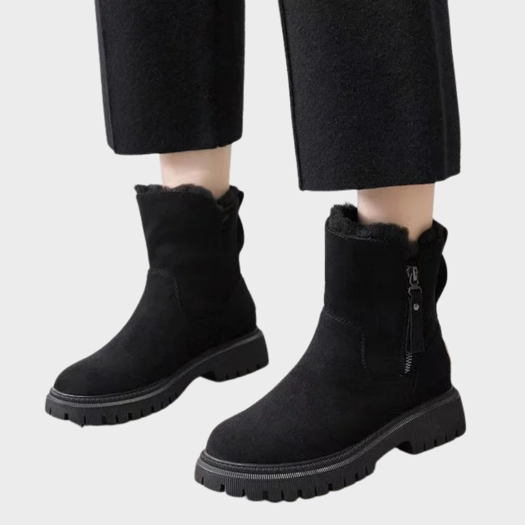 Botas de Ante para Invierno con Ribete de Pelo Nora