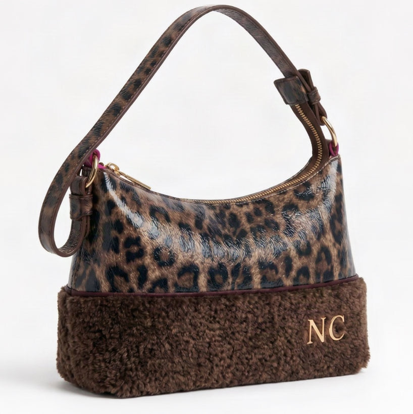 Bolso Bandolera Baguette Leopardo Efecto Potro