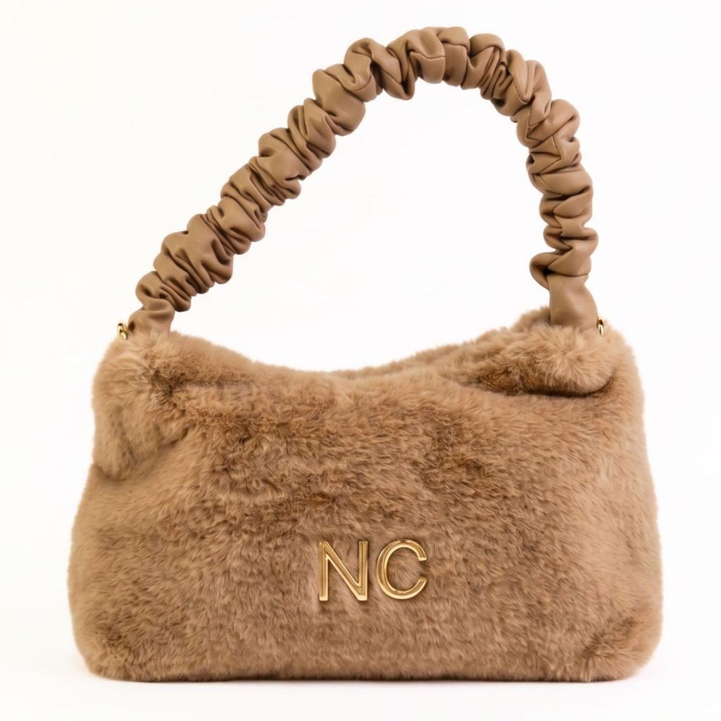 Bolso Baguette en Pelo Soft con Asa Plisada