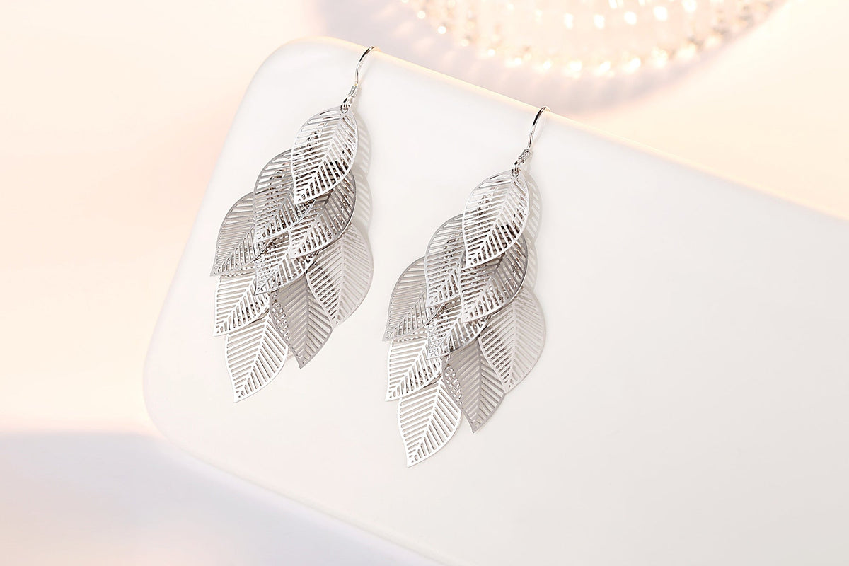Pendientes Hojas en Plata de Ley