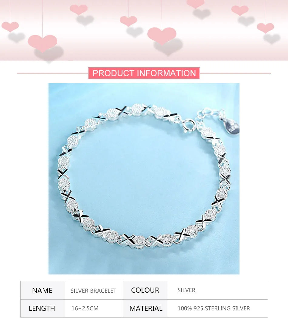 Pulsera Corazones Espaciales en Plata 925