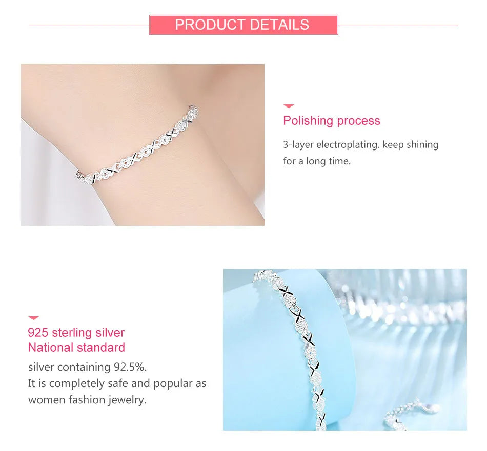 Pulsera Corazones Espaciales en Plata 925