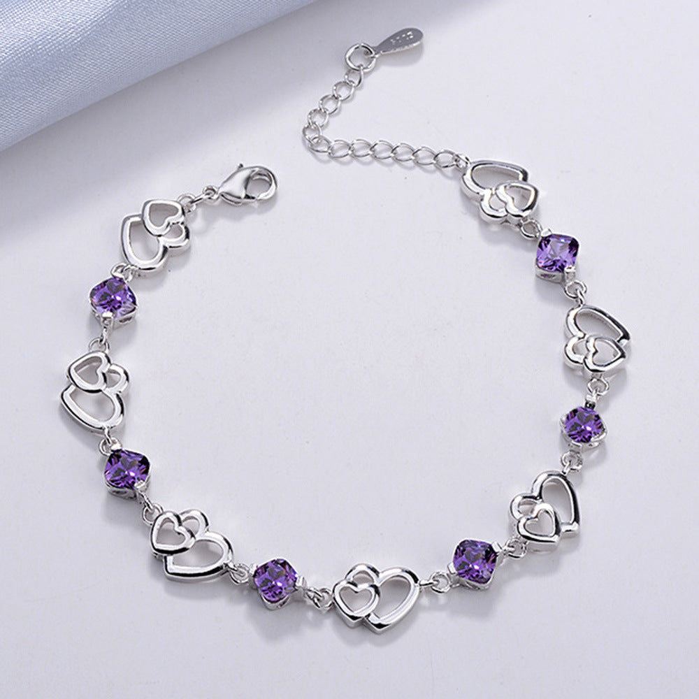 Pulsera Eclíptica de Corazones en Plata 925