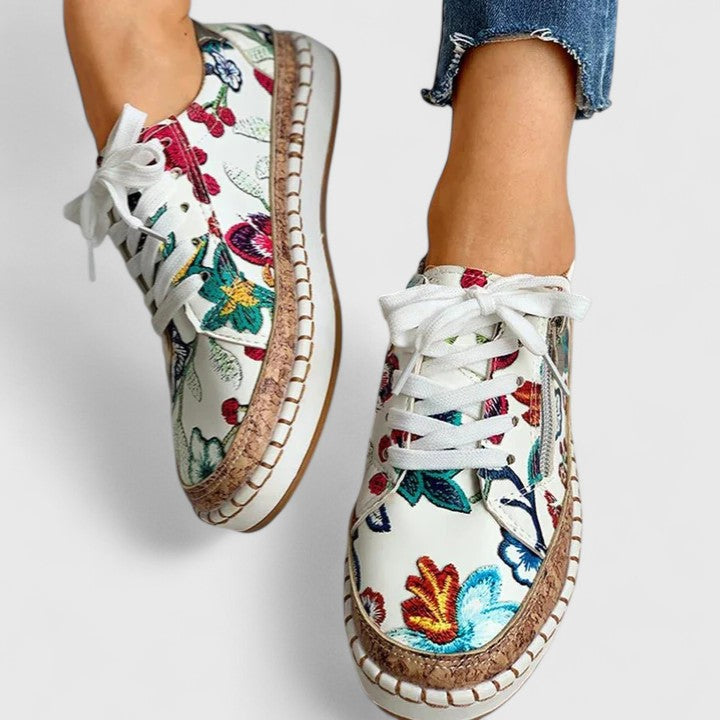 Zapatillas con Plataforma y Bordado Floral Daphne