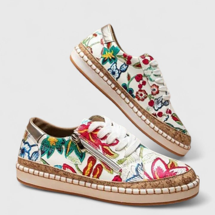 Zapatillas con Plataforma y Bordado Floral Daphne