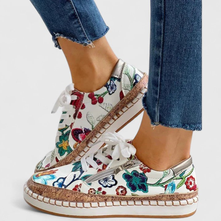 Zapatillas con Plataforma y Bordado Floral Daphne