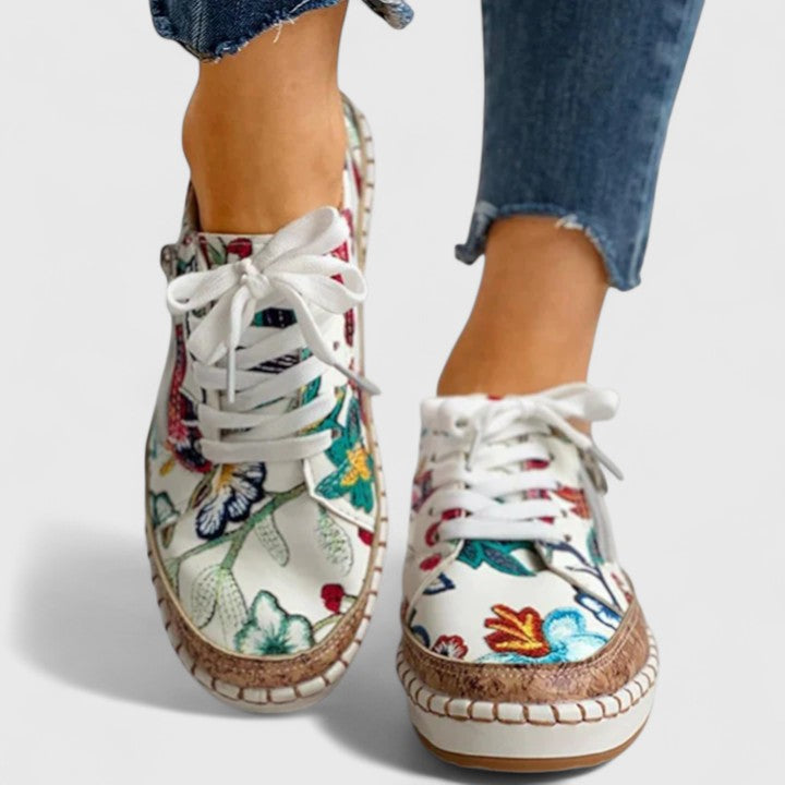 Zapatillas con Plataforma y Bordado Floral Daphne