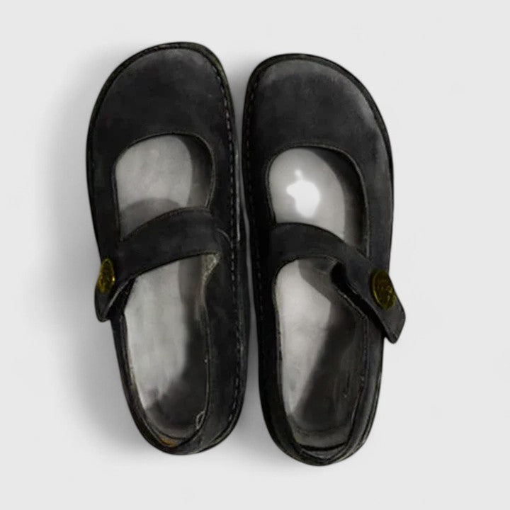 Zapatos Mary Jane en Piel Genuina Olive