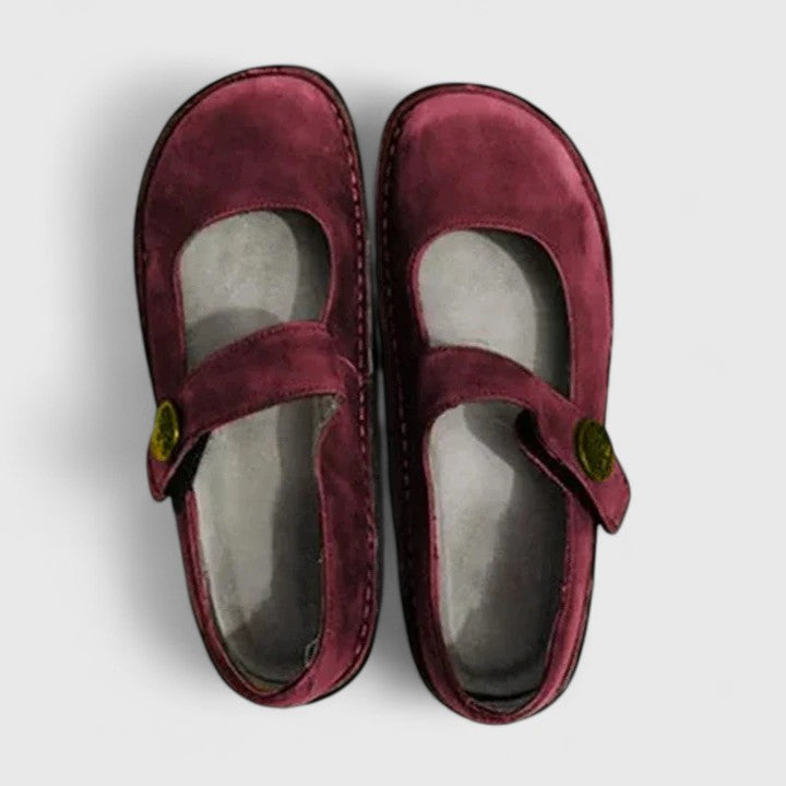 Zapatos Mary Jane en Piel Genuina Olive