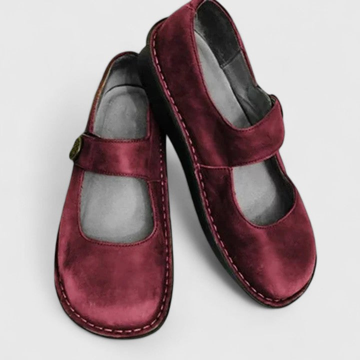 Zapatos Mary Jane en Piel Genuina Olive