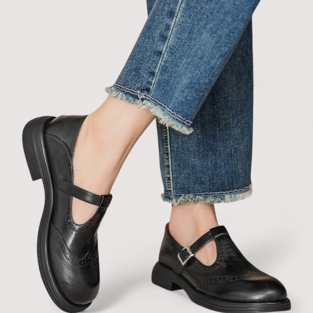 Zapatos Mary Jane de Piel Detalle Brogue Hazel
