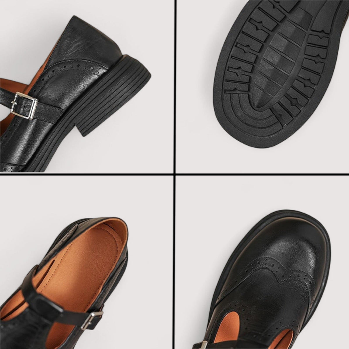 Zapatos Mary Jane de Piel Detalle Brogue Hazel