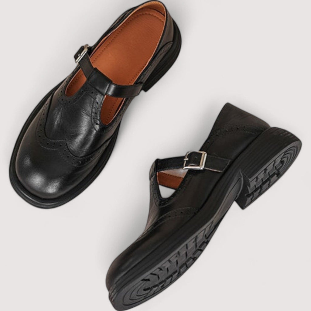 Zapatos Mary Jane de Piel Detalle Brogue Hazel