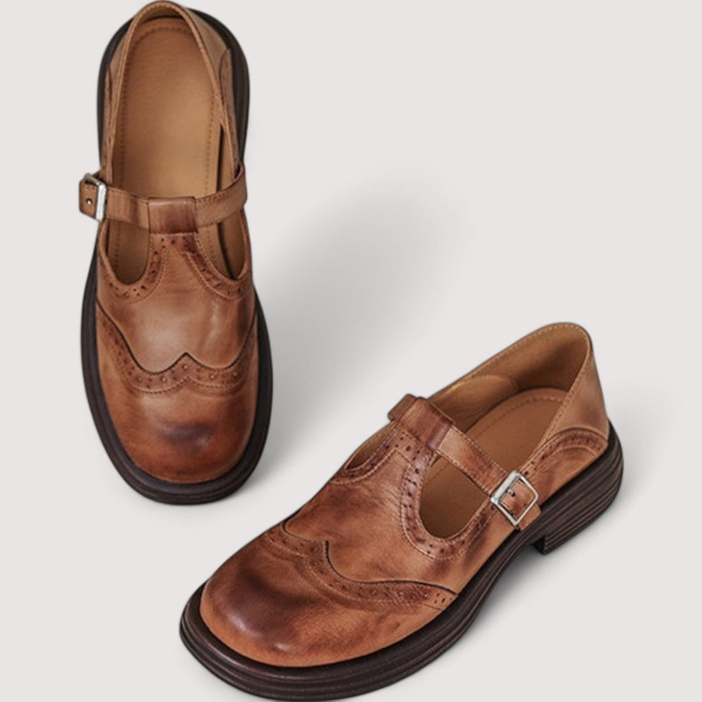 Zapatos Mary Jane de Piel Detalle Brogue Hazel