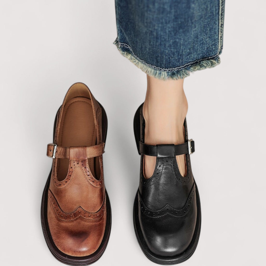 Zapatos Mary Jane de Piel Detalle Brogue Hazel