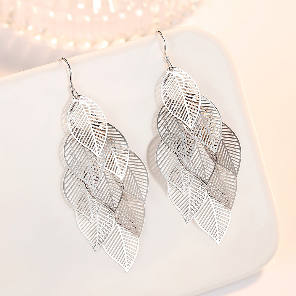 Pendientes Hojas en Plata de Ley