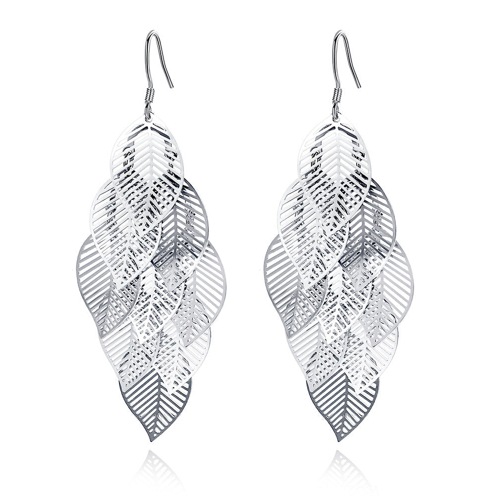 Pendientes Hojas en Plata de Ley